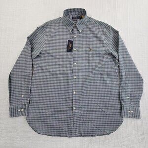 NEW Polo Ralph Lauren Classic Twill Shirt 17 1/2 36/37 Green Plaid Flesh Pony